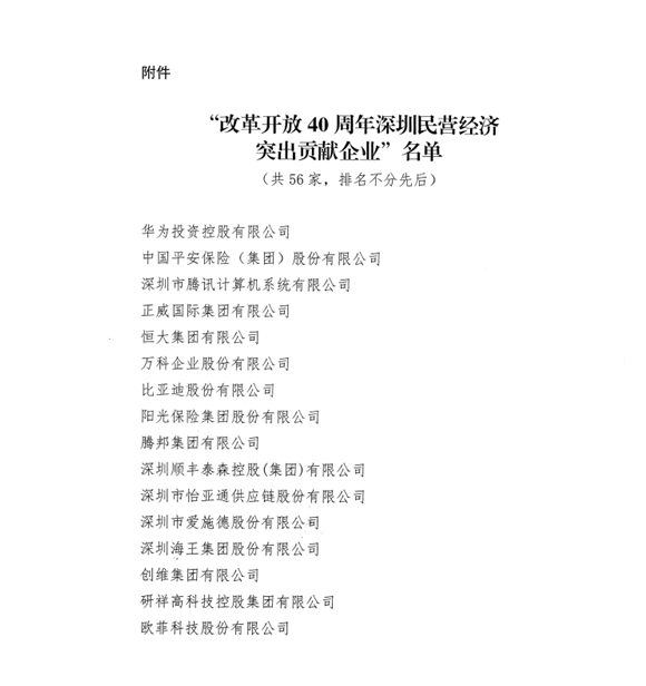 喜讯，ag尊龙供应链荣获“改革开放40周年深圳民营经济突出贡献企业”称号  